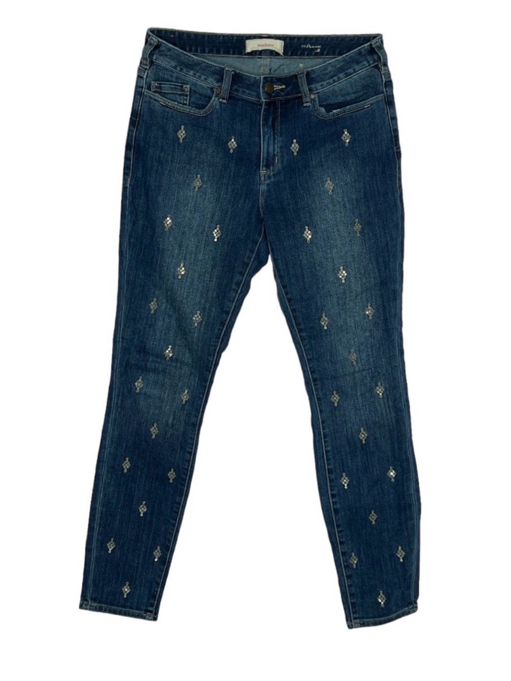 DRIFTWOOD Dark Blue Skinny Jeans with Metallic Embellishments